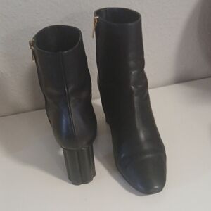 Salvatore Ferragamo Black Ankle‎ Booties with Gold Zipper